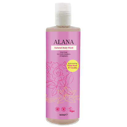 Natural Body Wash Rejuvenating Pink Rose & Vanilla 500ml