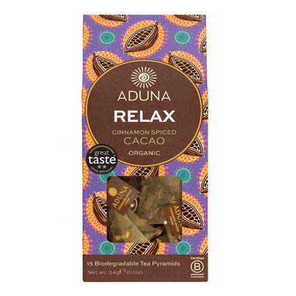 Relax Cinnamon Spiced Cacao Organic 15 Tea Pyramids